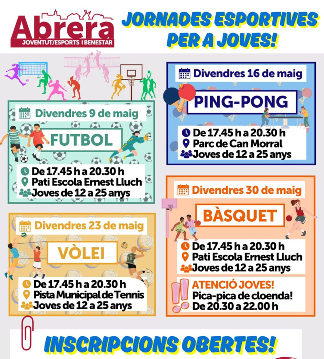 Abrera amb l'esport! Inscripcions obertes per les Jornades Esportives per a Joves