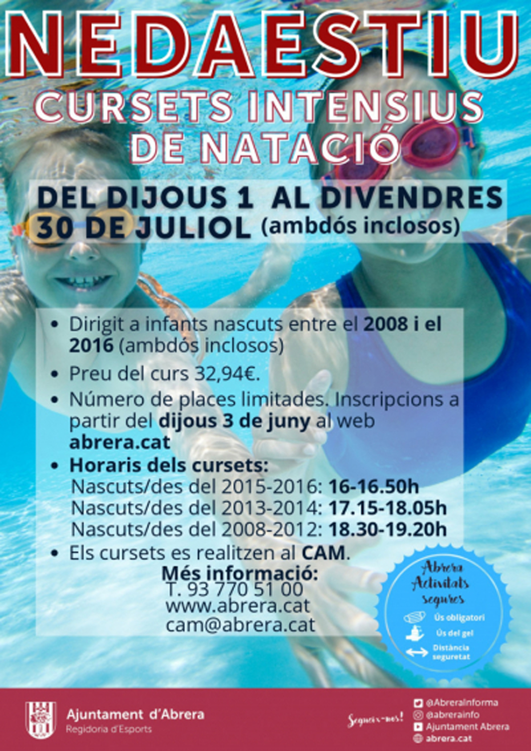 Inscripciones para los cursos intensivos de natación