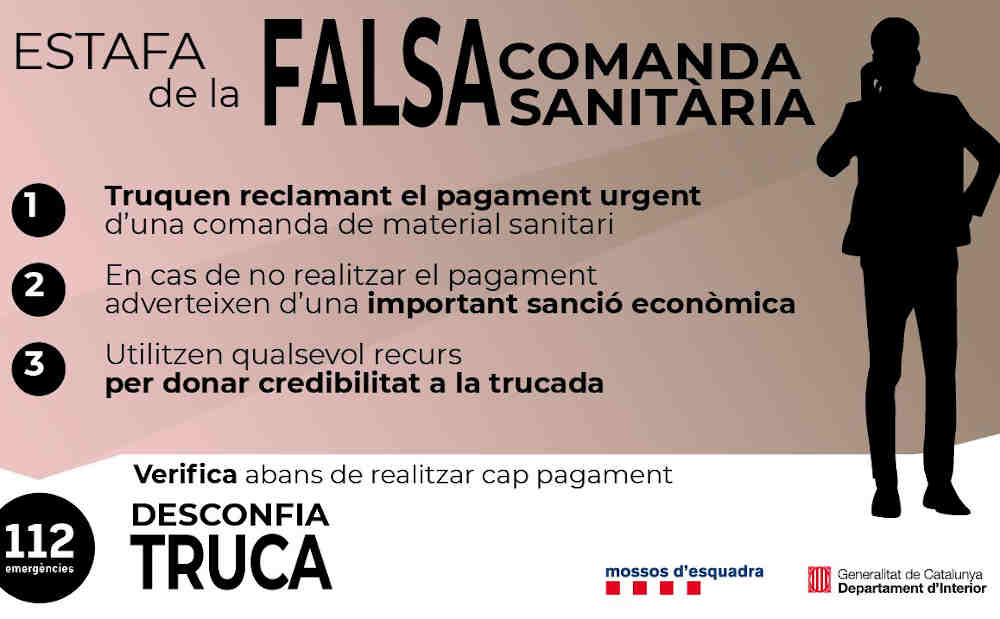 Alerten d’una estafa de falses comandes de material sanitari a residències